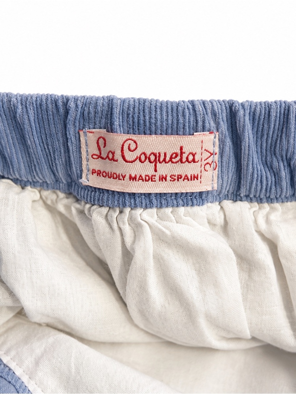 La Coqueta 3Y Blue Needlecord Pinafore Dress Made in Spain EUC - Picture 3 of 3
